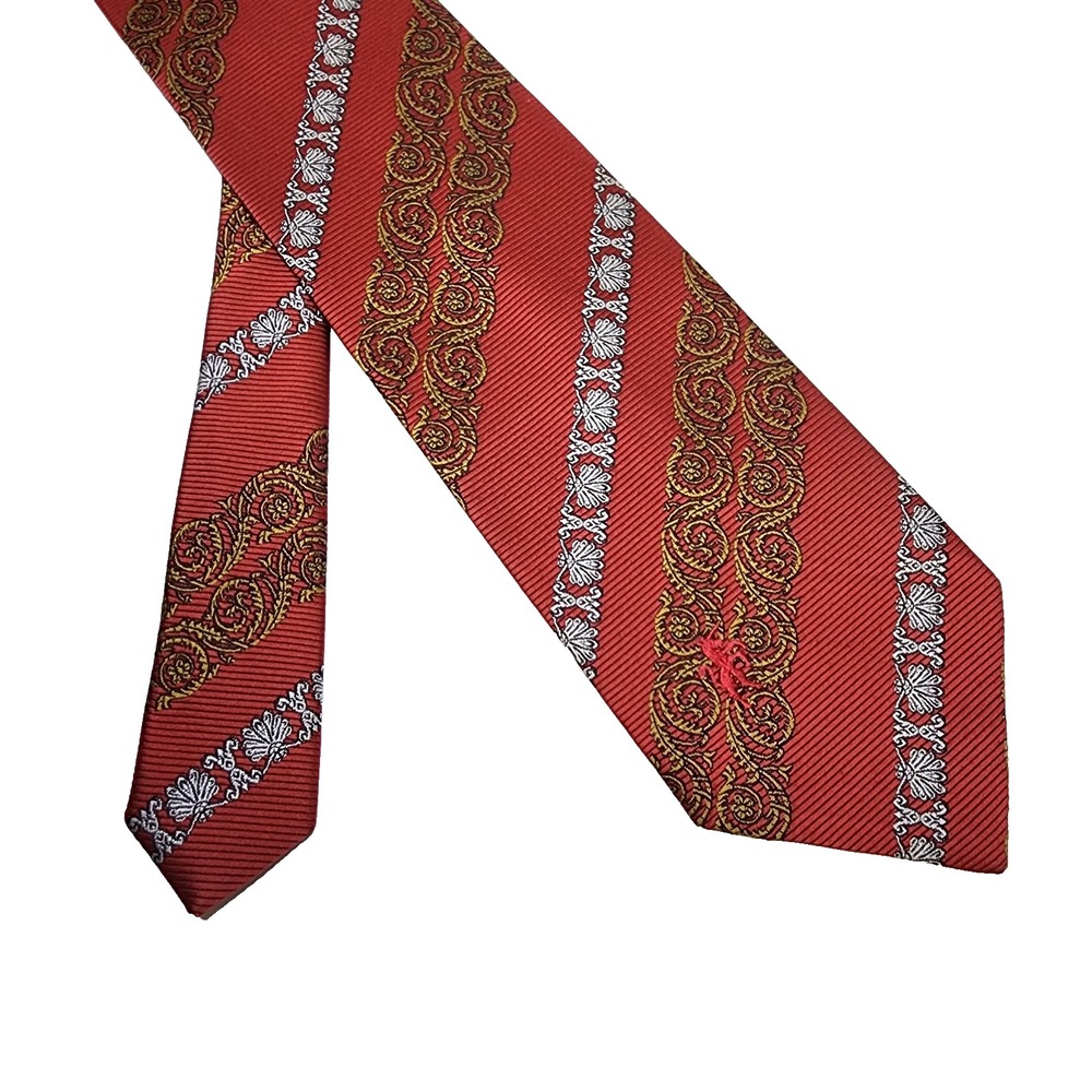 VTG 70s 80s Bronzini Wide Tie Necktie Red Stripe  MOD Retro 56" x4.25"
